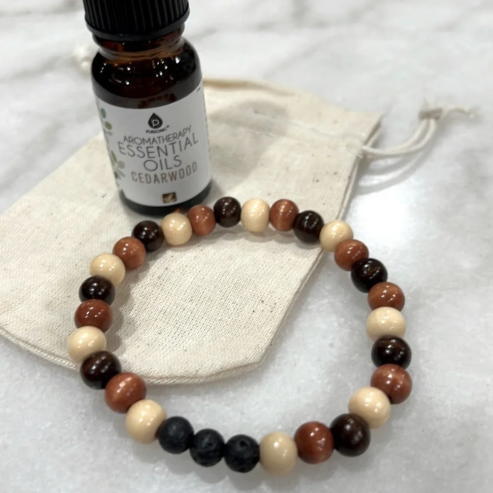 Essential Oil CEDARWOOD and Lava Bead Diffuser Bracelet